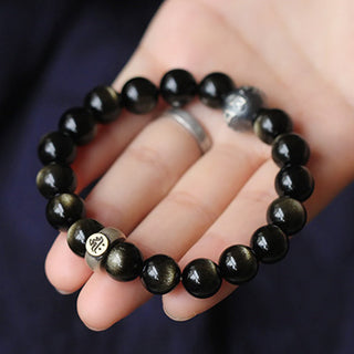 Buddha Gift Chinese Zodiac Natal Buddha Obsidian Purification Bracelet