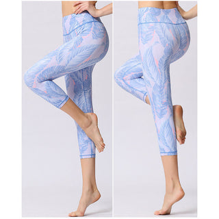 Buddha Gift Leaves Butterfly Print Sports Yoga Cropped Leggings Women's Yoga Capri Pants