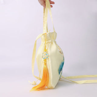 Buddha Gift Lotus Peony Epiphyllum Phoenix Suzhou Embroidery Cotton Linen Tote Crossbody Bag Shoulder Bag Handbag