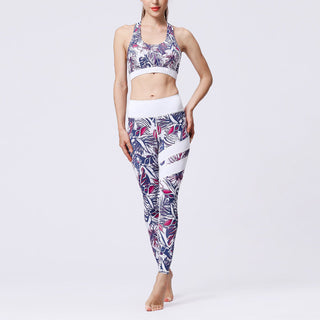 Buddha Gift 2Pcs Sunflower Flowers Leaves Print Top Pants Sports Fitness Yoga Women's Yoga Sets