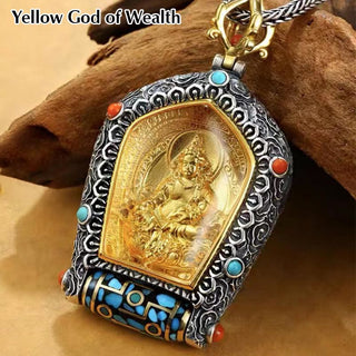 Buddha Gift Tibet Chinese Zodiac Natal Buddha Thangka Prosperity Rotatable Dzi Bead Necklace Pendant