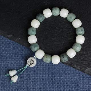 Buddha Gift White Bodhi Six True Words Protection Bracelet