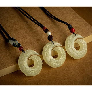 Buddha Gift Peace Buckle Jade Small Leaf Red Sandalwood Cinnabar Agate Luck Necklace Pendant