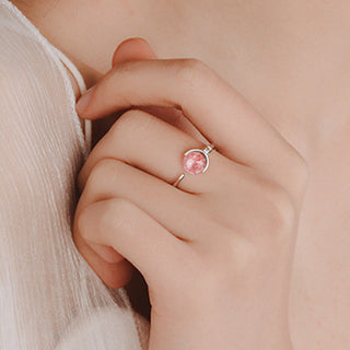 Buddha Gift Pink Crystal Soothing Rotation Ring