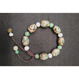 Buddha Gift Tibetan Three-eyed Dzi Bead Luck Protection Braided Bracelet