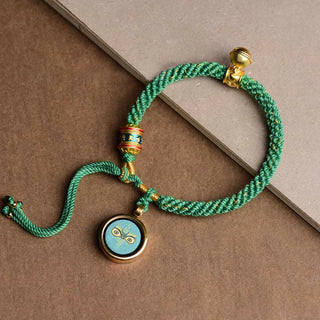 Buddha Gift Tibetan Five God Of Wealth Thangka Luck Prayer Wheel Bell Braid String Bracelet
