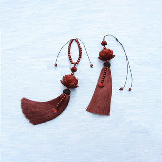 Buddha Gift Tibetan Small Leaf Red Sandalwood Lotus Luck Protection Tassel Decoration