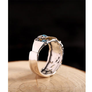 Buddha Gift 925 Sterling Silver Lotus Koi Fish Enlightenment Ring