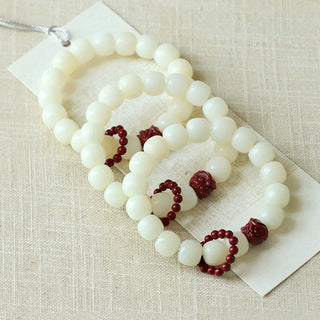 Buddha Gift Natural Bodhi Seed Cinnabar Dancing Lion Charm Wisdom Harmony Wrist Mala