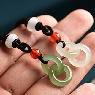 Buddha Gift Natural Hetian Cyan Jade White Jade Double Peace Buckle Success Necklace Pendant