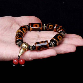 Buddha Gift Tibetan Nine-Eye Dzi Bead Fortune Charm Bracelet