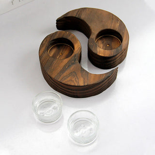 Buddha Gift Yin Yang Wood Candle Holder Meditation Rituals Use Items
