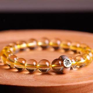 Buddha Gift 925 Sterling Silver Chinese Zodiac Natal Buddha Citrine Protection Bracelet