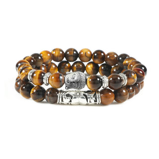 Buddha Gift 2Pcs Natural Crystal Agate Buddha Protection Bracelet