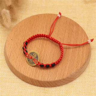 Buddha Gift Copper Coin Fortune Red String Weave Bracelet