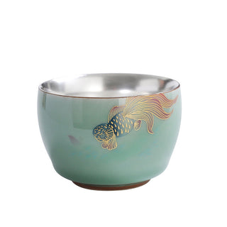Buddha Gift Butterfly Goldfish Lotus Koi Fish Ceramic Teacup Kung Fu Tea Cup 120ml