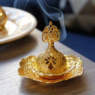 Buddha Gift Gold Leaf Coaster Spiritual Mini Alloy Metal Incense Burner