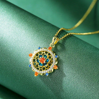 Buddha Gift 925 Sterling Silver Lotus Flower Colorful Zircon New Beginning Necklace Pendant