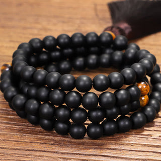 Buddha Gift 108 Mala Beads Frosted Stone Tiger Eye Balance Bracelet Necklace Pendant