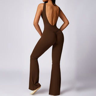 Buddha Gift Women Casual Sleeveless Jumpsuit Flare Pants Sports Fitness Yoga Bodysuit