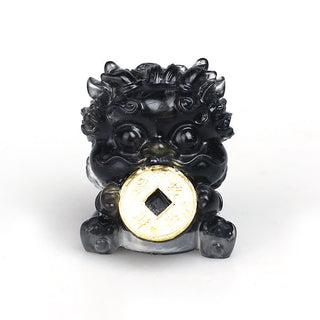 Buddha Gift Handmade Cute PiXiu Gold Coin Crystal Fengshui Energy Wealth Fortune Home Decoration