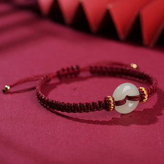 Buddha Gift Peace Buckle Jade Abundance Braided Bracelet