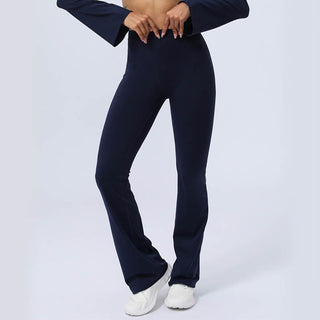 Buddha Gift Long Sleeve Backless Strap Top Bra Flare Pants Fitness Yoga Outfit