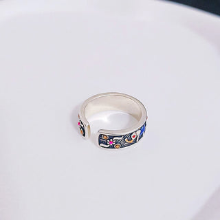 Buddha Gift Colorful Elephant Carved Strength Adjustable Ring