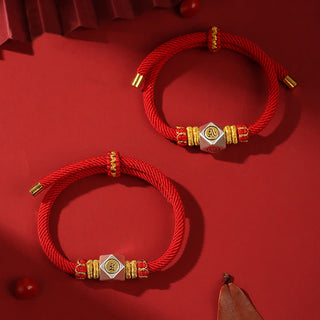 Buddha Gift 999 Sterling Silver Chinese Zodiac Natal Buddha Red Rope Luck Strength Handcrafted Kids Bracelet
