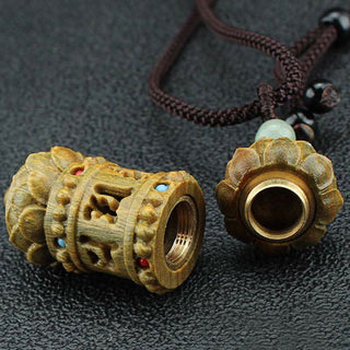 Buddha Gift Tibet Green Sandalwood Rosewood Om Mani Padme Hum Lotus Positive Soothing Necklace Pendant