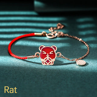 Buddha Gift 925 Sterling Silver Color-changing Chinese Zodiac Luck Protection Red String Chain Bracelet