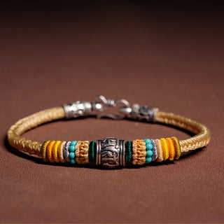 Buddha Gift Handmade 925 Sterling Silver Tibetan Om Mani Padme Hum Purity Braided Bracelet