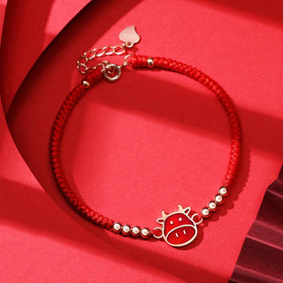 Buddha Gift 925 Sterling Silver Chinese Zodiac Luck Faith Discolor Red String Bracelet