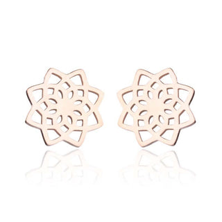 Buddha Gift Tibetan Lotus Pattern New Beginning Stud Earrings