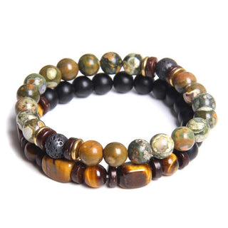 Buddha Gift 2PCS Healing Crystal Emperor Stone Tiger Eye Bead Bracelet