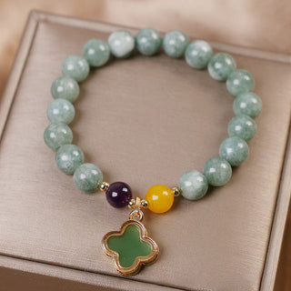 Buddha Gift Jade Four Leaf Clover Luck Bracelet