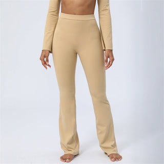 Buddha Gift Long Sleeve Backless Strap Top Bra Flare Pants Fitness Yoga Outfit