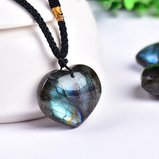 Buddha Gift Labradorite Love Heart Support Necklace Pendant