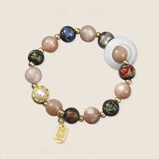 Buddha Gift Tibetan Incense Ash Liuli Glass Tridacna Stone Sun Stone Om Mani Padme Hum Prayer Wheel Charm Bracelet