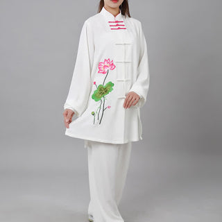 Buddha Gift Lotus Flower Leaf Pattern Tai Chi Meditation Prayer Spiritual Zen Practice Clothing Women's Set