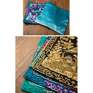 Buddha Gift Phoenix Dragon Kirin Embroidery Cup Mat Pad Tea Cup Coaster Kung Fu Tea Mat