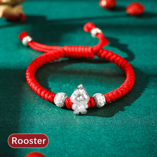 Buddha Gift 999 Sterling Silver Chinese Zodiac Red Rope Luck Handcrafted Kids Bracelet