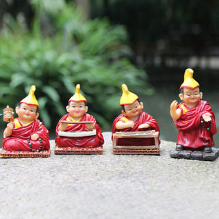 Buddha Gift Hand Painted Tibetan Lama Figures Carved Creative Home Office Car Decoration Ornament