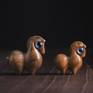 Buddha Gift Small Leaf Red Sandalwood Green Sandalwood Lucky Mini Horse Protection Decoration