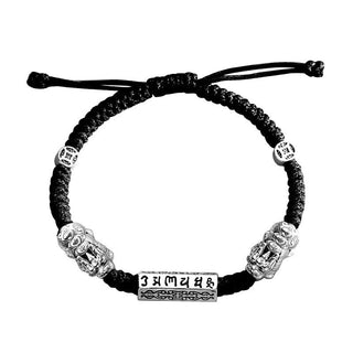 Buddha Gift Double PiXiu Feng Shui Copper Coin Om Mani Padme Hum String Bracelet