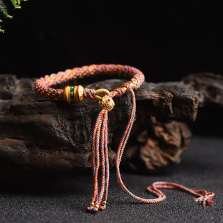 Buddha Gift Tibetan Handmade Luck Prayer Wheel Bead Charm Weave Colorful String Bracelet