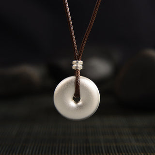 Buddha Gift 999 Sterling Silver Round Peace Buckle Protection Necklace Pendant