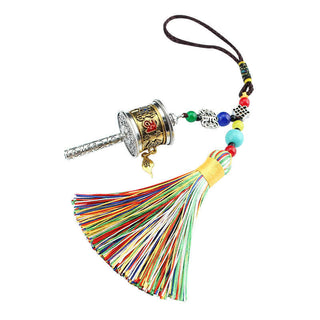 Buddha Gift Tibet Om Mani Padme Hum Prayer Wheel Tassel Bag Car Hanging Decoration