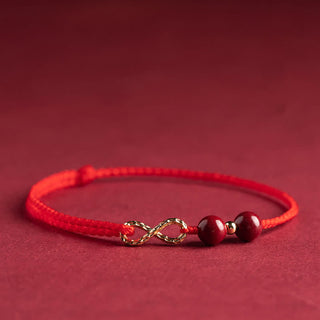 Buddha Gift Cinnabar Blessing Red String 14K Gold Infinity Symbol Bracelet Anklet