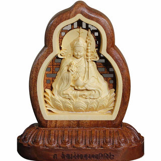Buddha Gift Guru Rinpoche Buddha Padmasambhavan Serenity Wood Engraved Statue Figurine Decoration